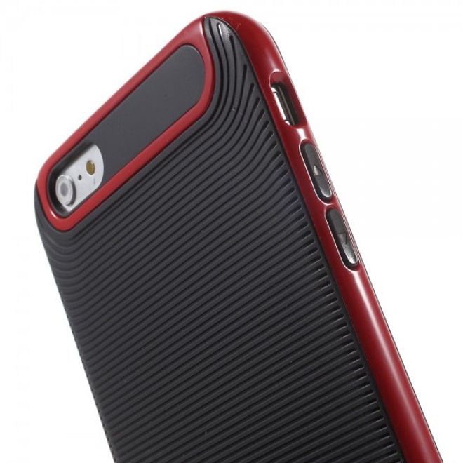 iPhone 6 Plus/6S Plus Elastisches Plastik Case mit Bumper Aufsatz und Linientextur -  rot