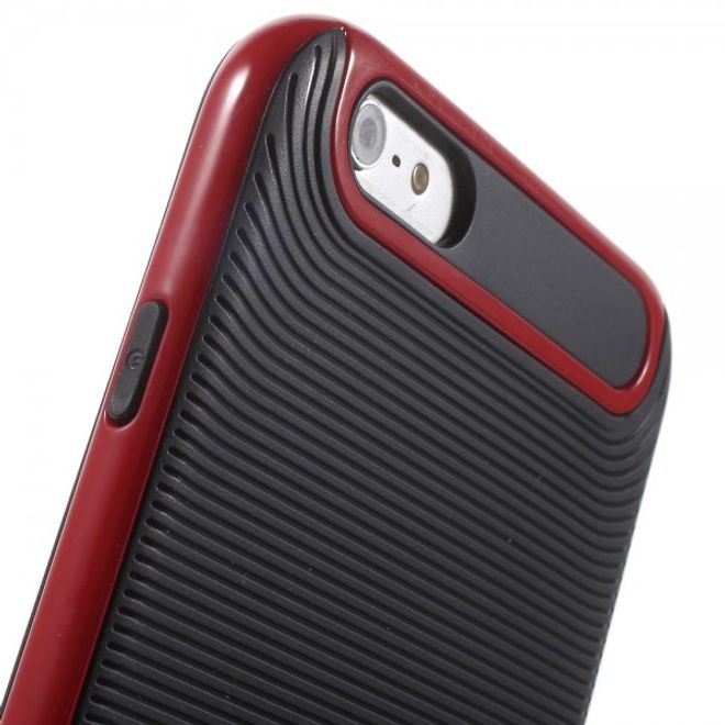 iPhone 6 Plus/6S Plus Elastisches Plastik Case mit Bumper Aufsatz und Linientextur -  rot