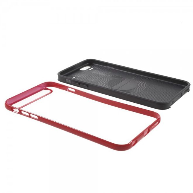 iPhone 6 Plus/6S Plus Elastisches Plastik Case mit Bumper Aufsatz und Linientextur -  rot