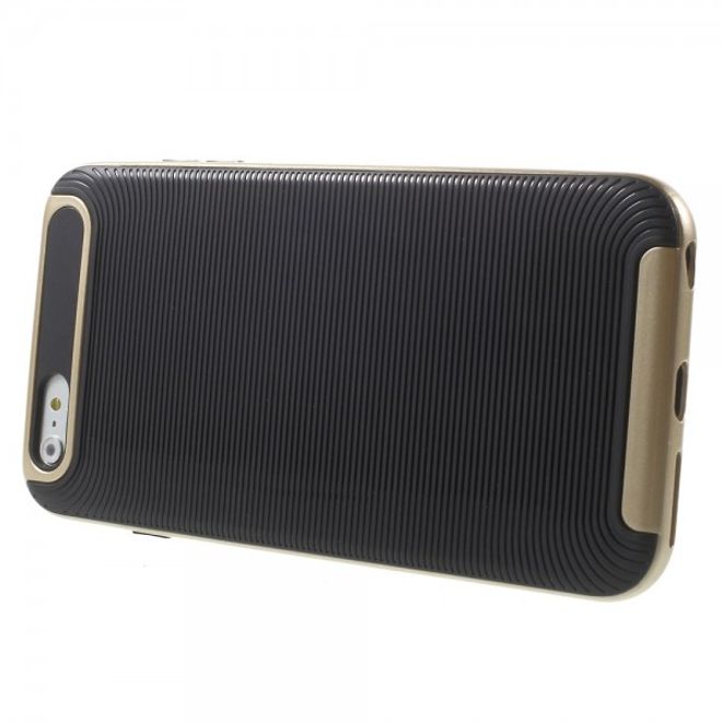 iPhone 6 Plus/6S Plus Elastisches Plastik Case mit Bumper Aufsatz und Linientextur -  gold