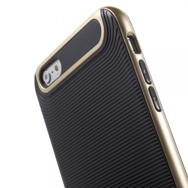 iPhone 6 Plus/6S Plus Elastisches Plastik Case mit Bumper Aufsatz und Linientextur -  gold