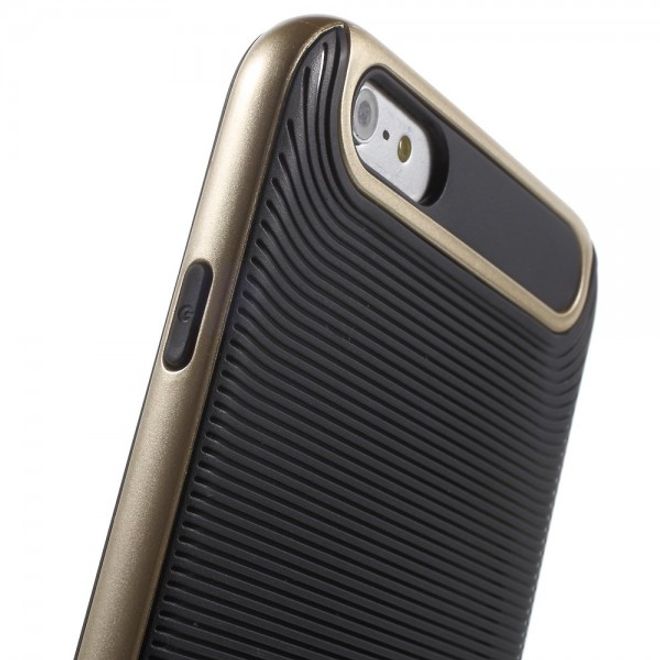 iPhone 6 Plus/6S Plus Elastisches Plastik Case mit Bumper Aufsatz und Linientextur -  gold