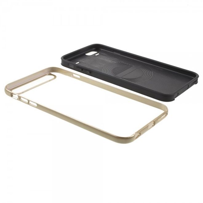 iPhone 6 Plus/6S Plus Elastisches Plastik Case mit Bumper Aufsatz und Linientextur -  gold