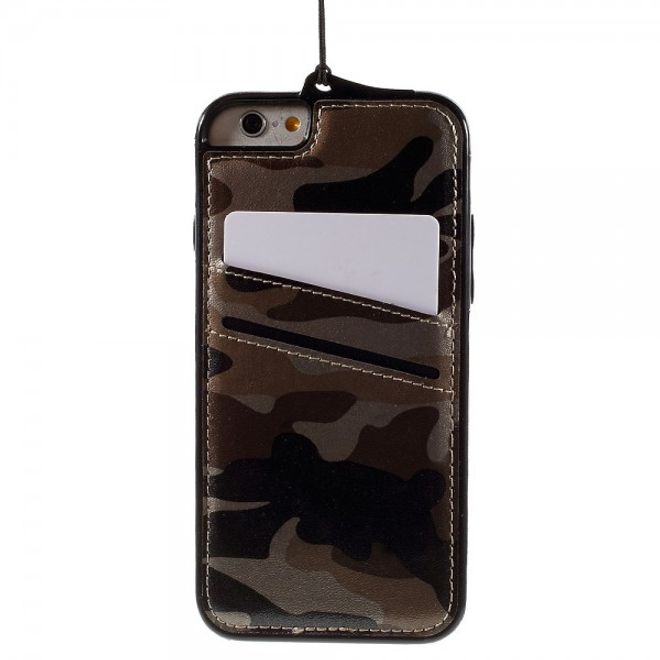 iPhone 6 Plus/6S Plus Elastisches Plastik Case mit lederartigem Überzug und Tarnmuster - braun