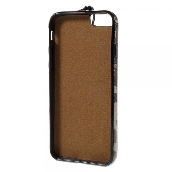 iPhone 6 Plus/6S Plus Elastisches Plastik Case mit lederartigem Überzug und Tarnmuster - braun