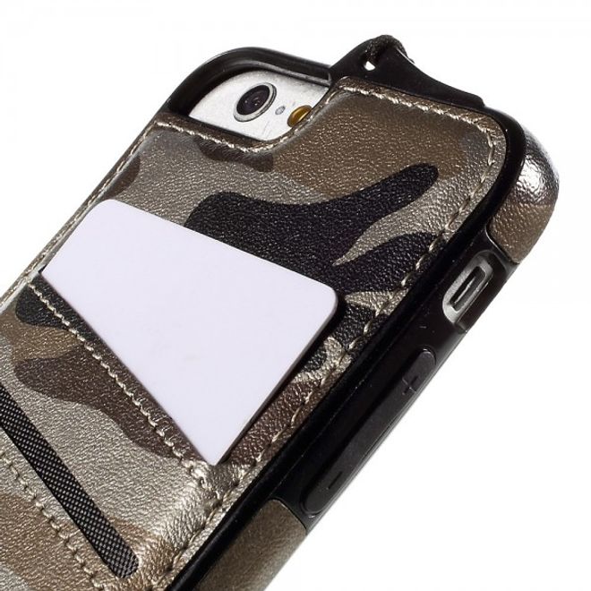 iPhone 6 Plus/6S Plus Elastisches Plastik Case mit lederartigem Überzug und Tarnmuster - braun