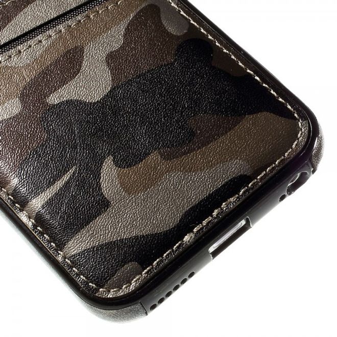 iPhone 6 Plus/6S Plus Elastisches Plastik Case mit lederartigem Überzug und Tarnmuster - braun