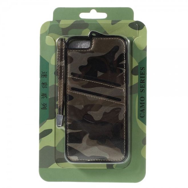 iPhone 6 Plus/6S Plus Elastisches Plastik Case mit lederartigem Überzug und Tarnmuster - braun