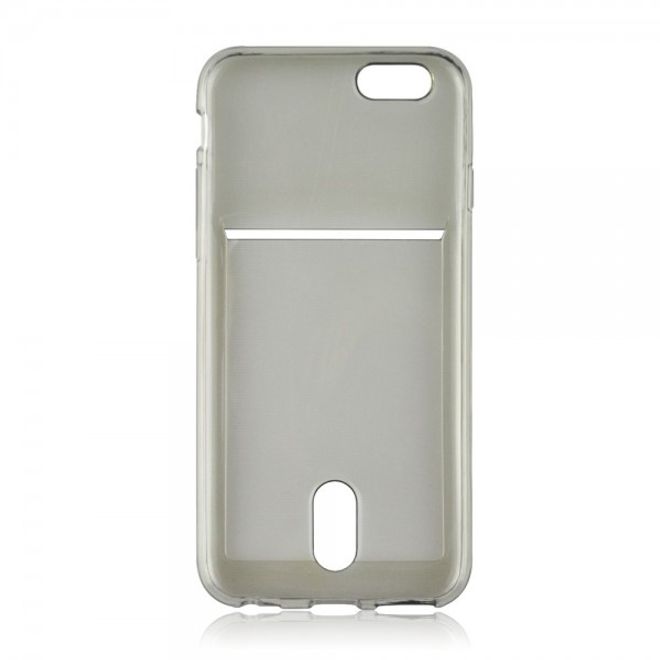 iPhone 6 Plus/6S Plus Ultradünnes, elastisches Plastik Case mit Kreditkartenschlitz - grau