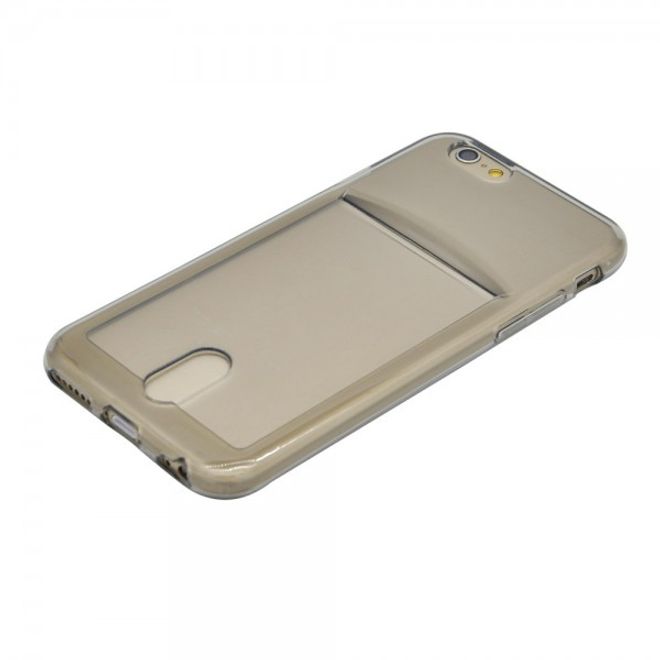 iPhone 6 Plus/6S Plus Ultradünnes, elastisches Plastik Case mit Kreditkartenschlitz - grau