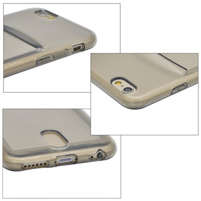 iPhone 6 Plus/6S Plus Ultradünnes, elastisches Plastik Case mit Kreditkartenschlitz - grau