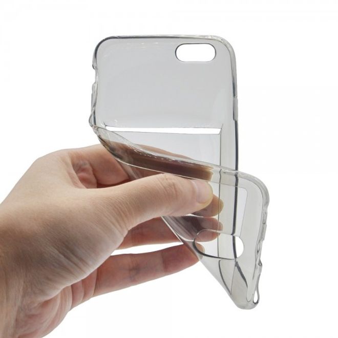 iPhone 6 Plus/6S Plus Ultradünnes, elastisches Plastik Case mit Kreditkartenschlitz - grau