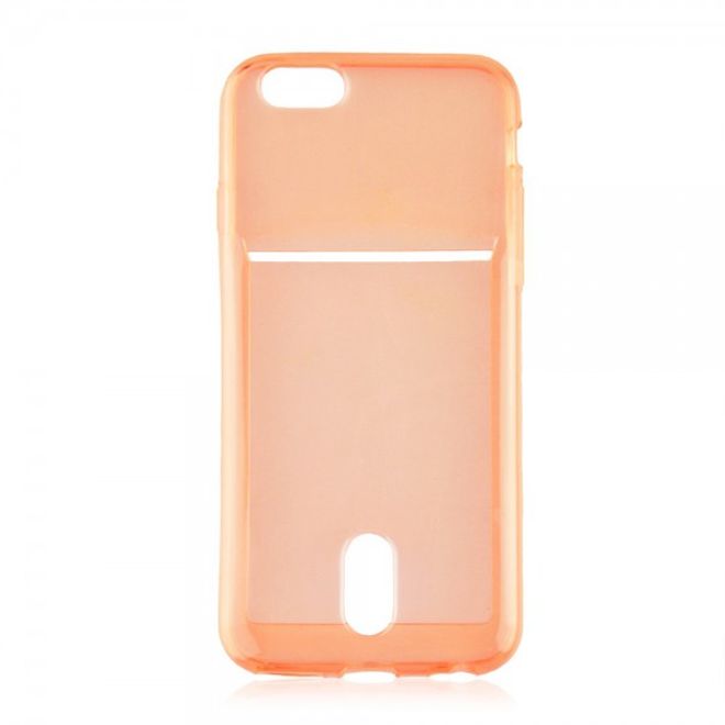 iPhone 6 Plus/6S Plus Ultradünnes, elastisches Plastik Case mit Kreditkartenschlitz - orange