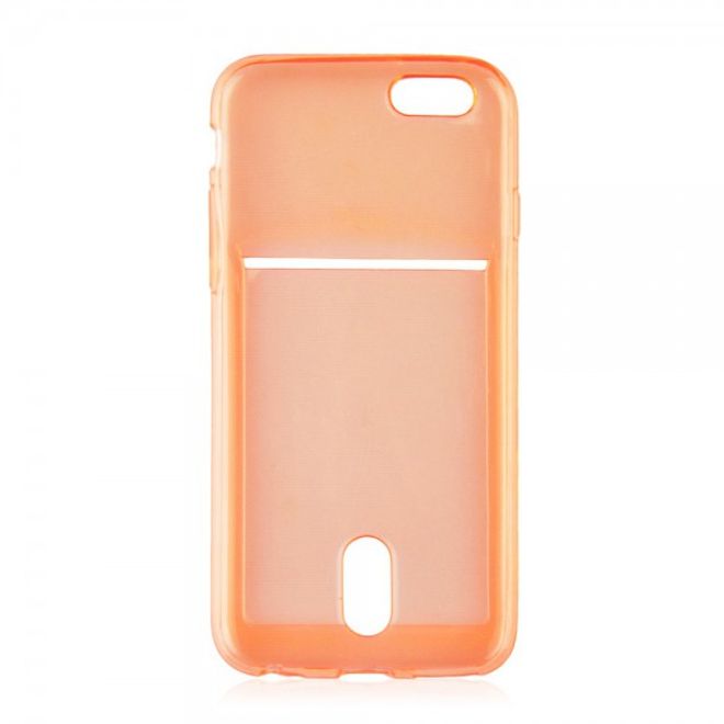 iPhone 6 Plus/6S Plus Ultradünnes, elastisches Plastik Case mit Kreditkartenschlitz - orange