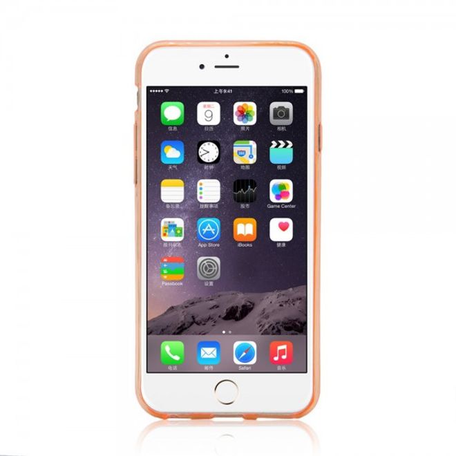 iPhone 6 Plus/6S Plus Ultradünnes, elastisches Plastik Case mit Kreditkartenschlitz - orange