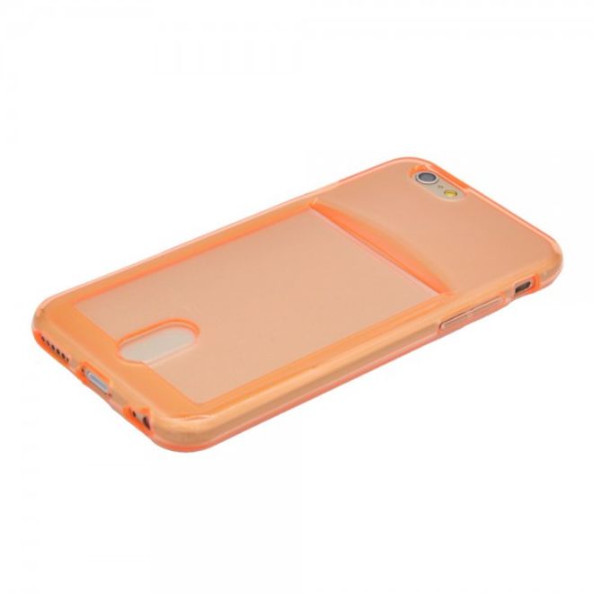 iPhone 6 Plus/6S Plus Ultradünnes, elastisches Plastik Case mit Kreditkartenschlitz - orange