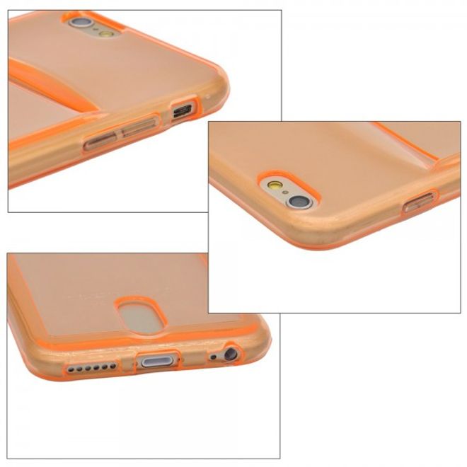 iPhone 6 Plus/6S Plus Ultradünnes, elastisches Plastik Case mit Kreditkartenschlitz - orange