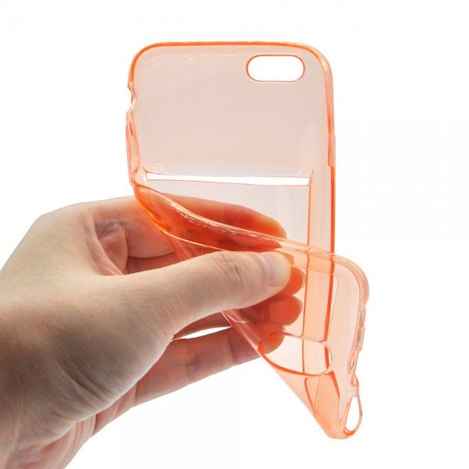 iPhone 6 Plus/6S Plus Ultradünnes, elastisches Plastik Case mit Kreditkartenschlitz - orange