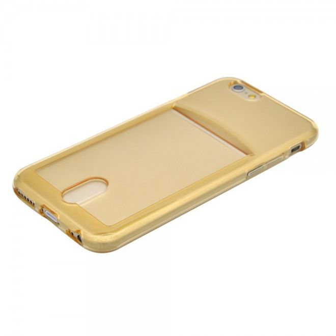 iPhone 6 Plus/6S Plus Ultradünnes, elastisches Plastik Case mit Kreditkartenschlitz - gold