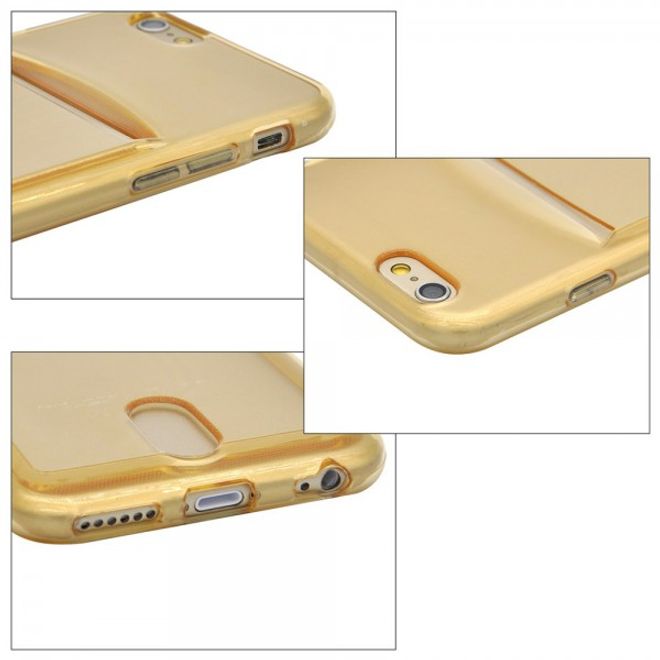 iPhone 6 Plus/6S Plus Ultradünnes, elastisches Plastik Case mit Kreditkartenschlitz - gold