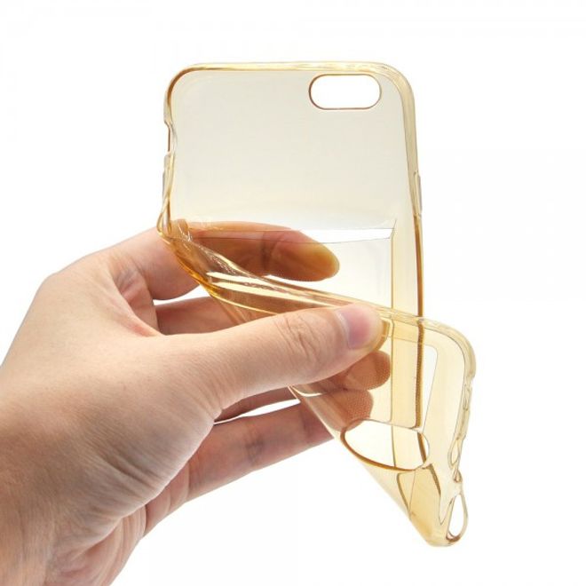 iPhone 6 Plus/6S Plus Ultradünnes, elastisches Plastik Case mit Kreditkartenschlitz - gold