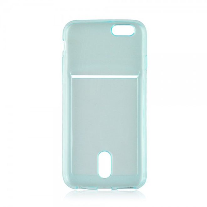 iPhone 6 Plus/6S Plus Ultradünnes, elastisches Plastik Case mit Kreditkartenschlitz - blau