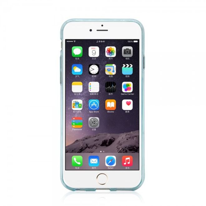 iPhone 6 Plus/6S Plus Ultradünnes, elastisches Plastik Case mit Kreditkartenschlitz - blau