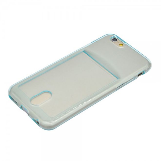 iPhone 6 Plus/6S Plus Ultradünnes, elastisches Plastik Case mit Kreditkartenschlitz - blau