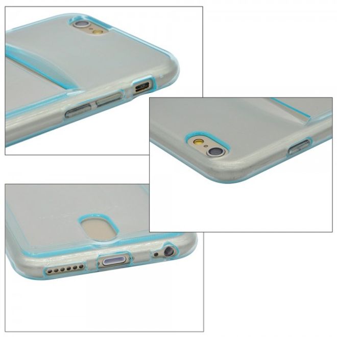 iPhone 6 Plus/6S Plus Ultradünnes, elastisches Plastik Case mit Kreditkartenschlitz - blau