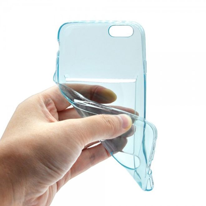 iPhone 6 Plus/6S Plus Ultradünnes, elastisches Plastik Case mit Kreditkartenschlitz - blau