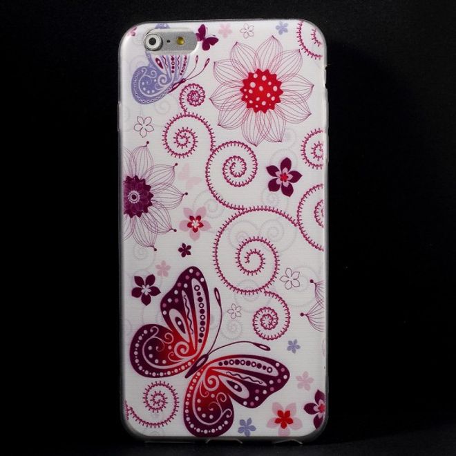 iPhone 6 Plus/6S Plus Dünnes, elastisches Plastik Case mit süsses Schmetterlingen und Blumen
