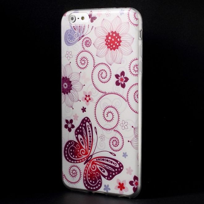 iPhone 6 Plus/6S Plus Dünnes, elastisches Plastik Case mit süsses Schmetterlingen und Blumen