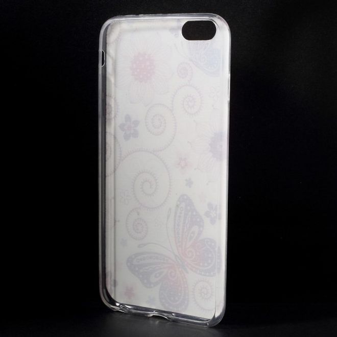 iPhone 6 Plus/6S Plus Dünnes, elastisches Plastik Case mit süsses Schmetterlingen und Blumen