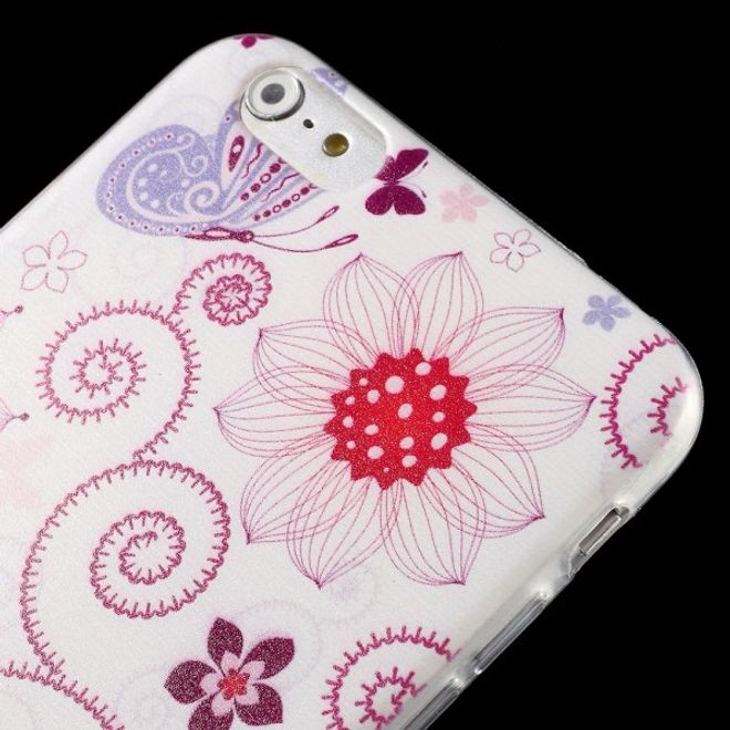 iPhone 6 Plus/6S Plus Dünnes, elastisches Plastik Case mit süsses Schmetterlingen und Blumen