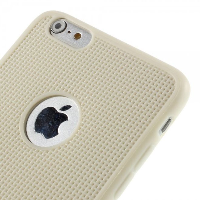 iPhone 6 Plus/6S Plus Elastisches Plastik Case mit Gittermuster - beige