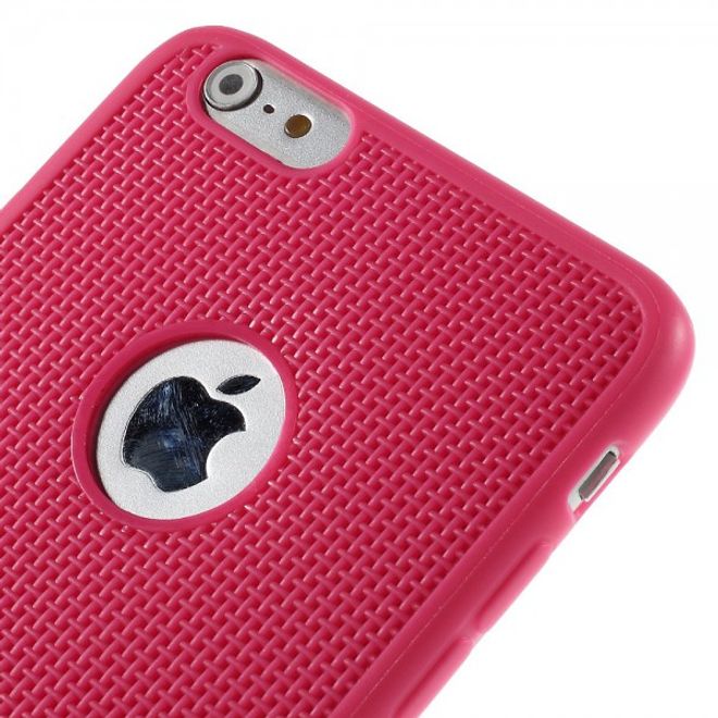 iPhone 6 Plus/6S Plus Elastisches Plastik Case mit Gittermuster - rosa
