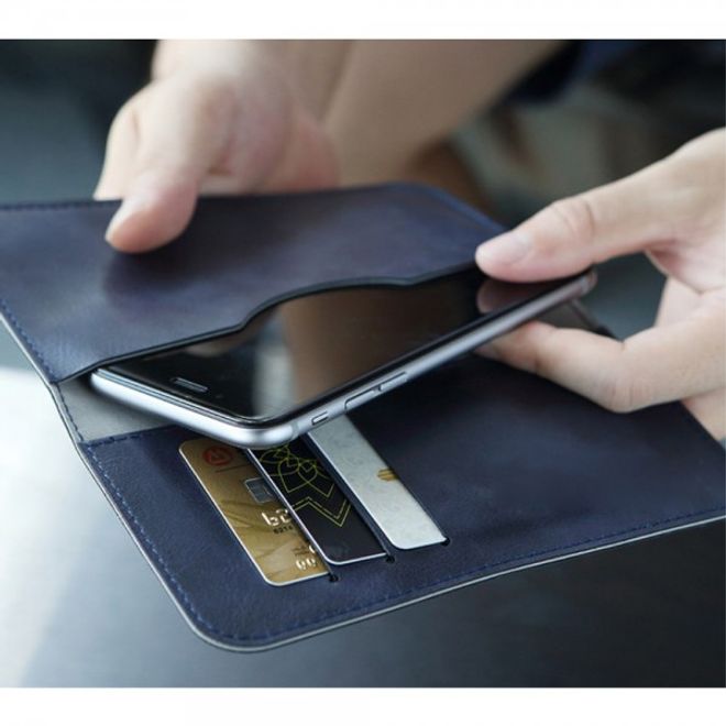 iPhone 6 Plus/6S Plus Schlanker, modischer Leder Beutel von Rock - dunkelblau