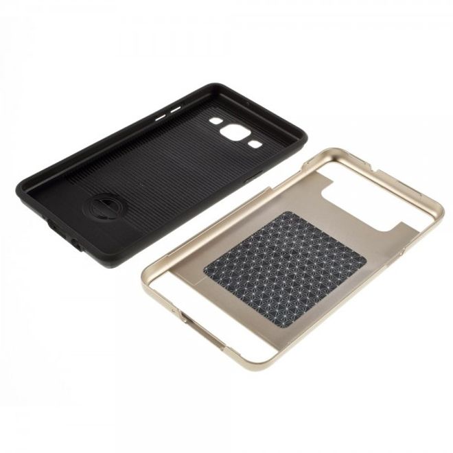 Samsung Galaxy A5 Gebürstetes Hart Plastik Case mit elastischem Rahmen - champagnerfarben