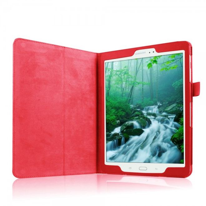 Samsung Galaxy Tab S2 9.7 Schickes, faltbares Leder Smart Case mit Litchitextur - rot