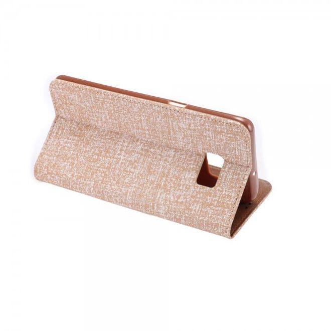 Galaxy S6 Edge Plus Leder Case mit Oxford Nylon Textur und Standfunktion - braun