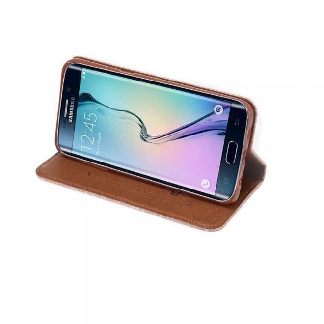 Galaxy S6 Edge Plus Leder Case mit Oxford Nylon Textur und Standfunktion - braun
