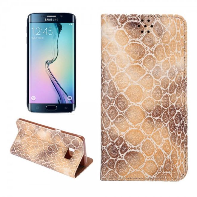 Galaxy S6 Edge Plus Magnetisches Leder Case mit kiesartiger Oberfläche und Standfunktion - braun