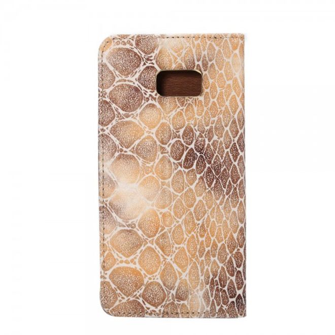 Galaxy S6 Edge Plus Magnetisches Leder Case mit kiesartiger Oberfläche und Standfunktion - braun