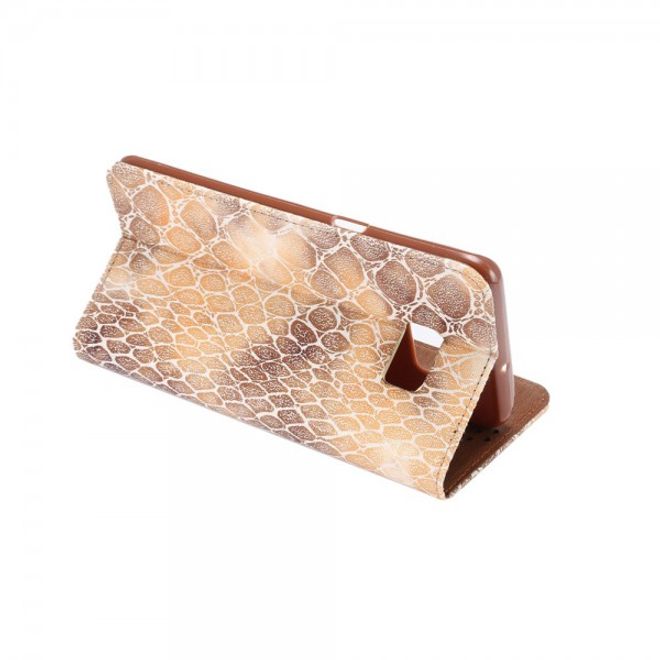 Galaxy S6 Edge Plus Magnetisches Leder Case mit kiesartiger Oberfläche und Standfunktion - braun