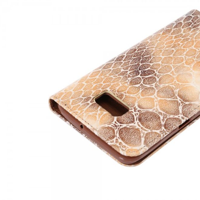 Galaxy S6 Edge Plus Magnetisches Leder Case mit kiesartiger Oberfläche und Standfunktion - braun