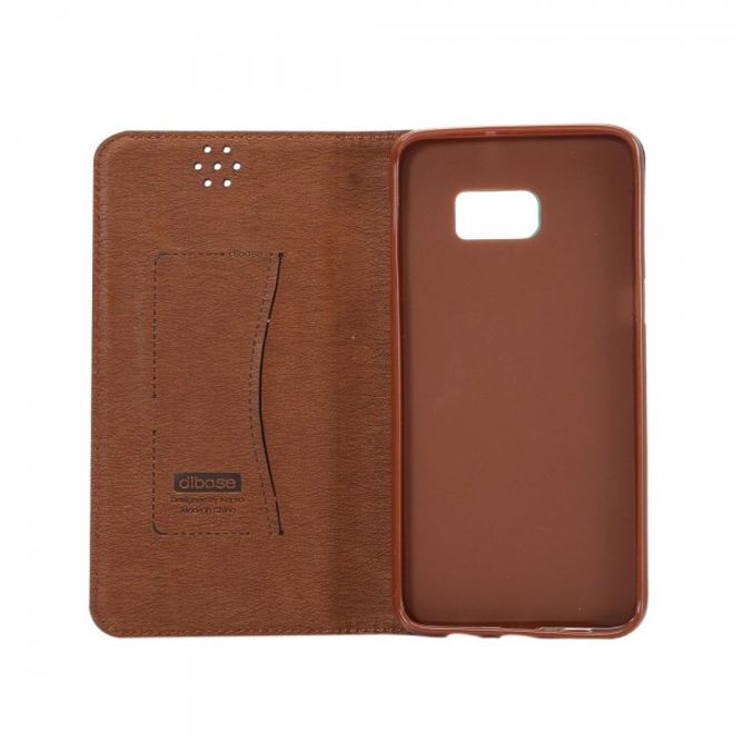 Galaxy S6 Edge Plus Magnetisches Leder Case mit kiesartiger Oberfläche und Standfunktion - braun
