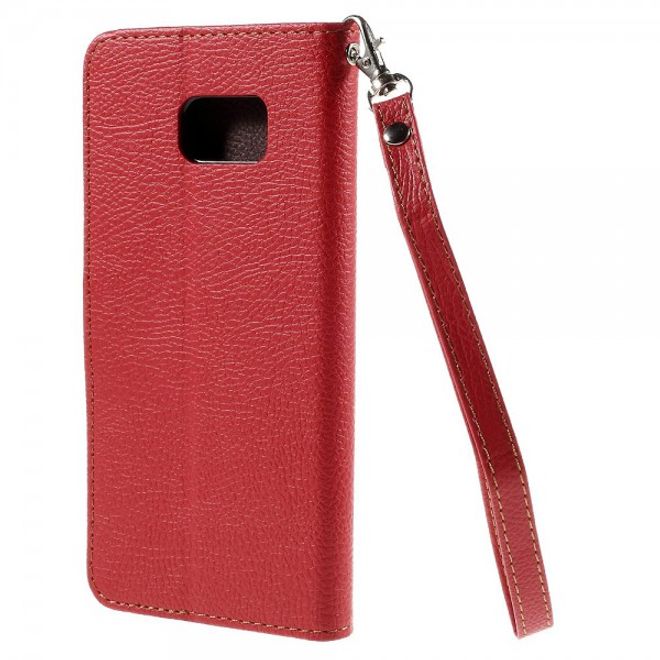 Galaxy S6 Edge Plus Elegantes Leder Flip Case mit Lederblatt und Standfunktion - rot