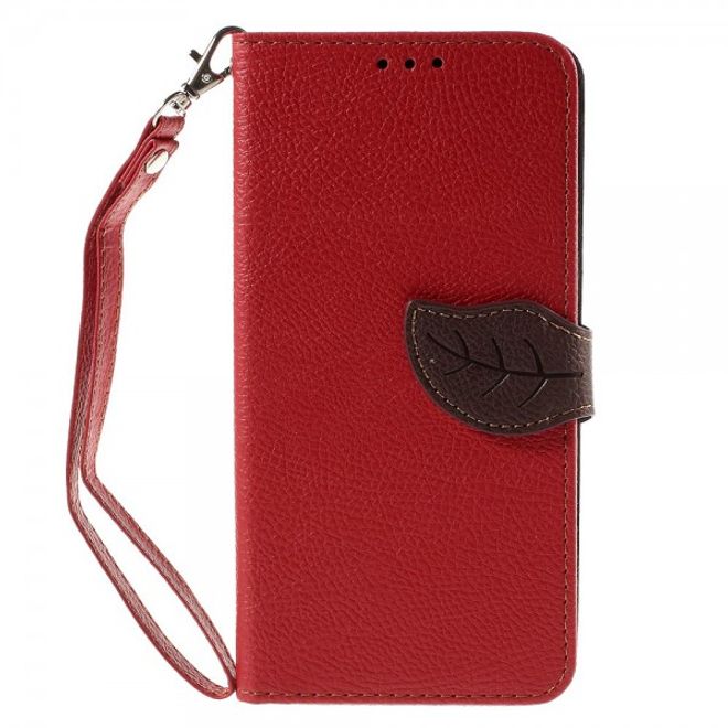 Galaxy S6 Edge Plus Elegantes Leder Flip Case mit Lederblatt und Standfunktion - rot