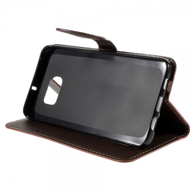 Galaxy S6 Edge Plus Elegantes Leder Flip Case mit Lederblatt und Standfunktion - rot