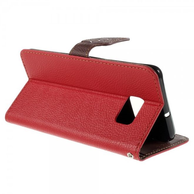 Galaxy S6 Edge Plus Elegantes Leder Flip Case mit Lederblatt und Standfunktion - rot